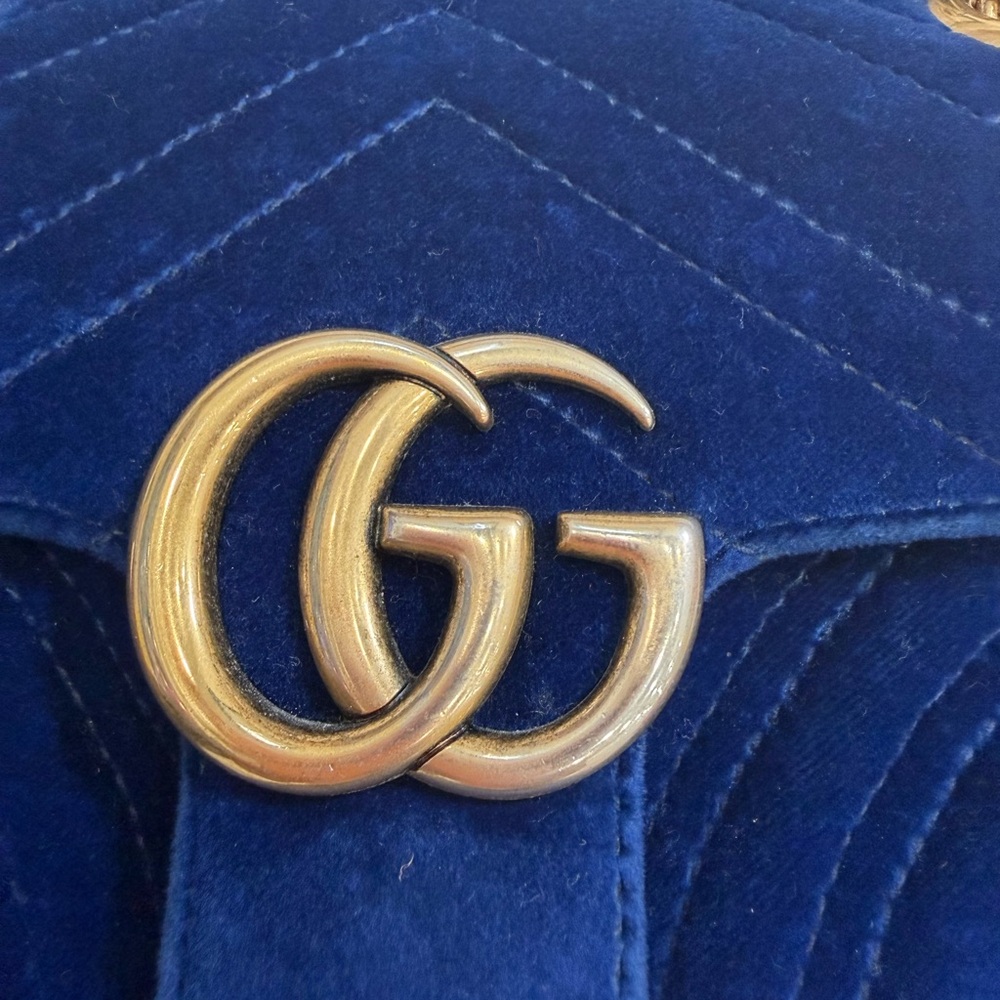 GUCCI Blue Marmont Quilted Crossbody/Shoulder Bag - Picture 2 of 13